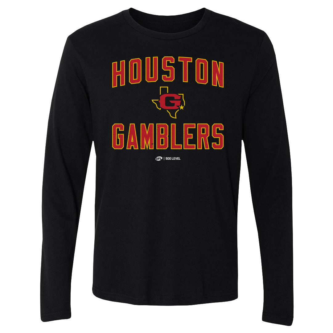 Houston Gamblers Men's Long Sleeve T-Shirt | 500 LEVEL