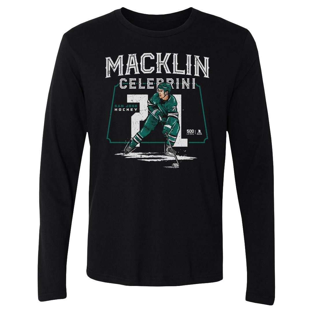 Macklin Celebrini Men's Long Sleeve T-Shirt | 500 LEVEL