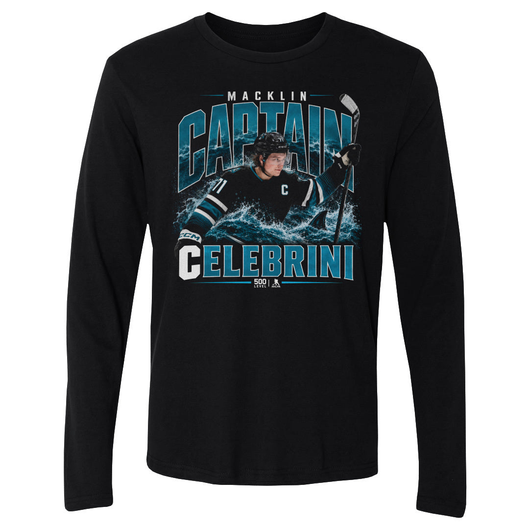 Macklin Celebrini Men's Long Sleeve T-Shirt | 500 LEVEL