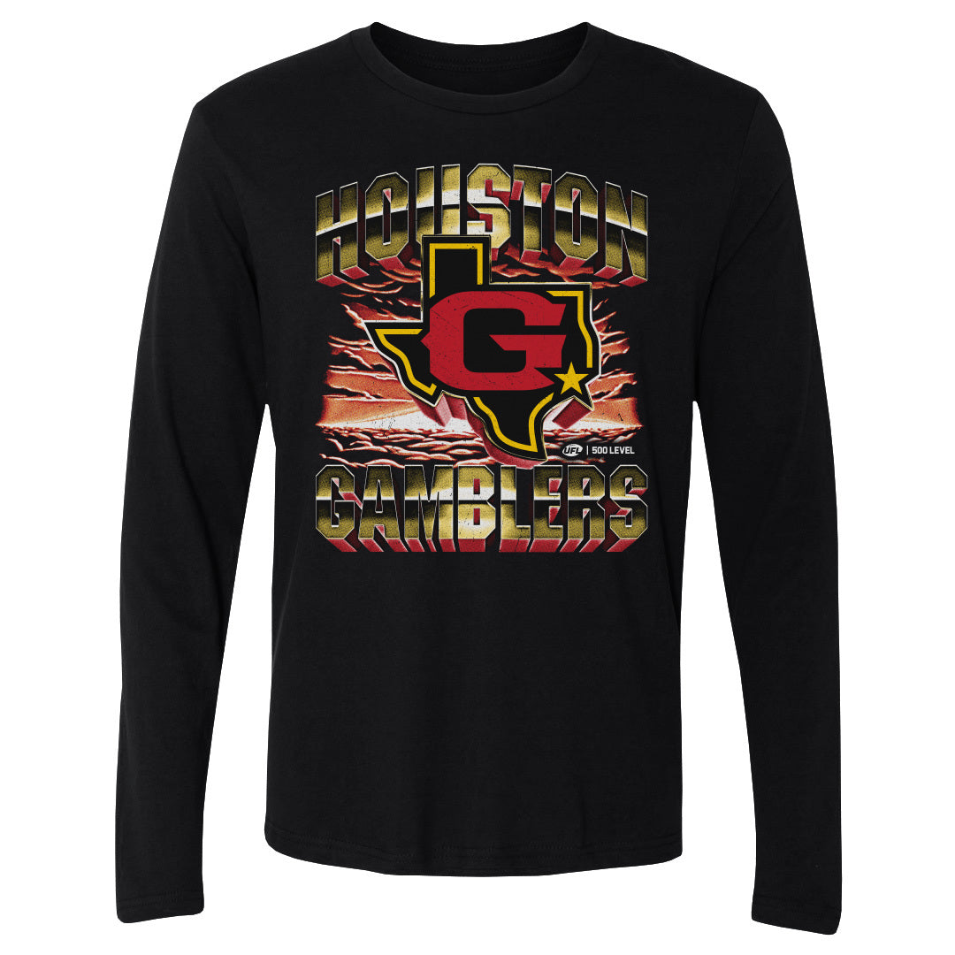 Houston Gamblers Men's Long Sleeve T-Shirt | 500 LEVEL