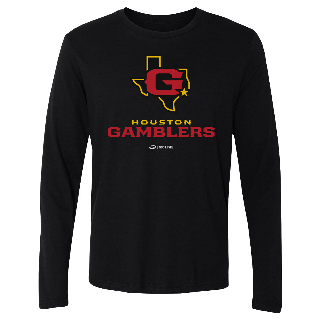 Houston Gamblers Men's Long Sleeve T-Shirt | 500 LEVEL