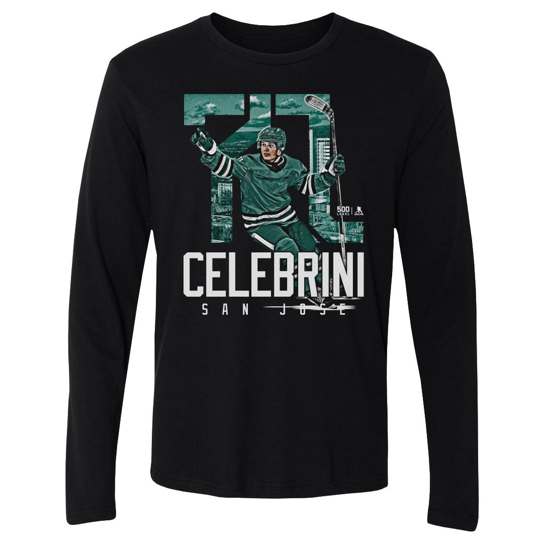 Macklin Celebrini Men's Long Sleeve T-Shirt | 500 LEVEL