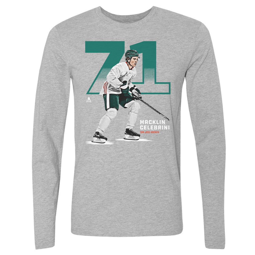 Macklin Celebrini Men's Long Sleeve T-Shirt | 500 LEVEL