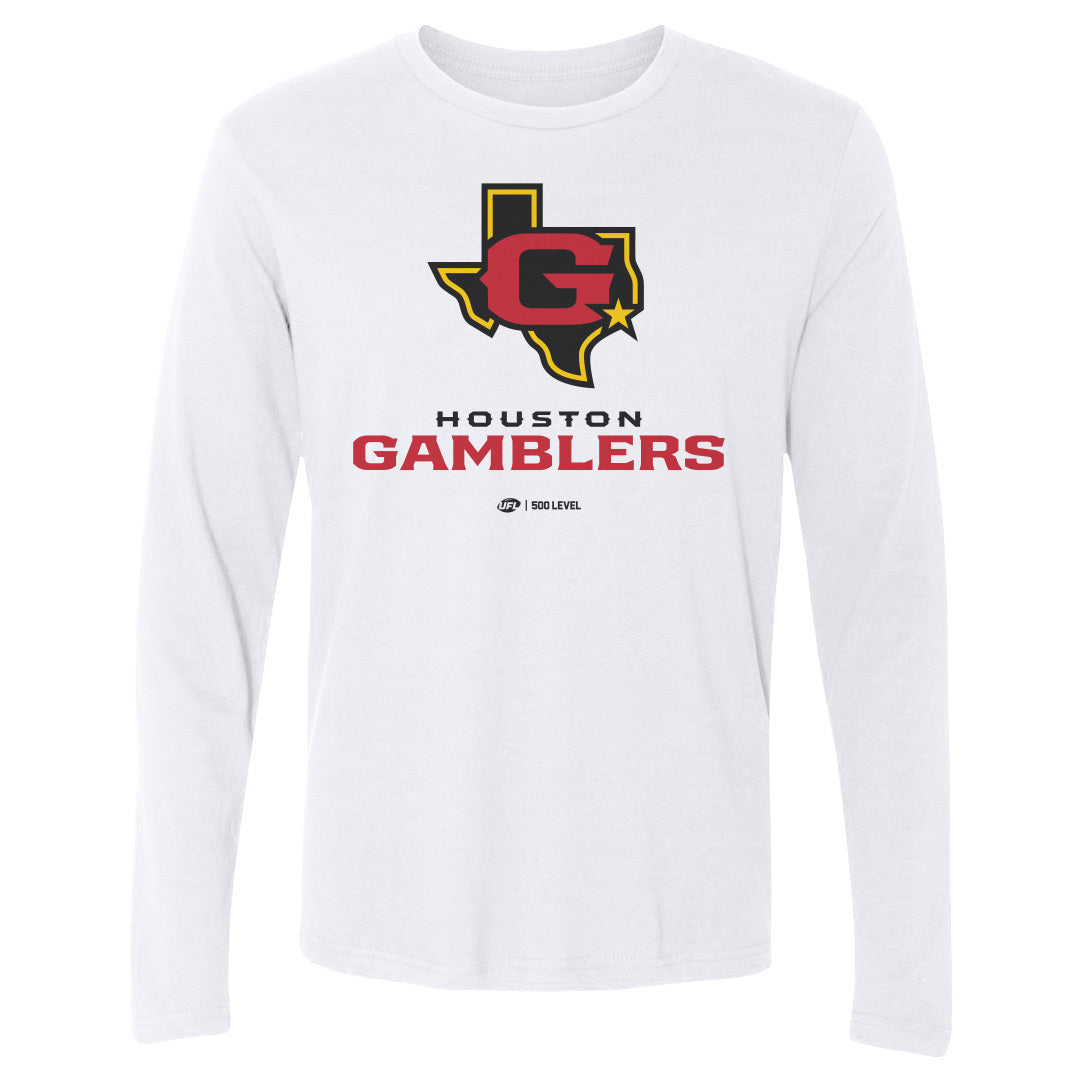 Houston Gamblers Men's Long Sleeve T-Shirt | 500 LEVEL