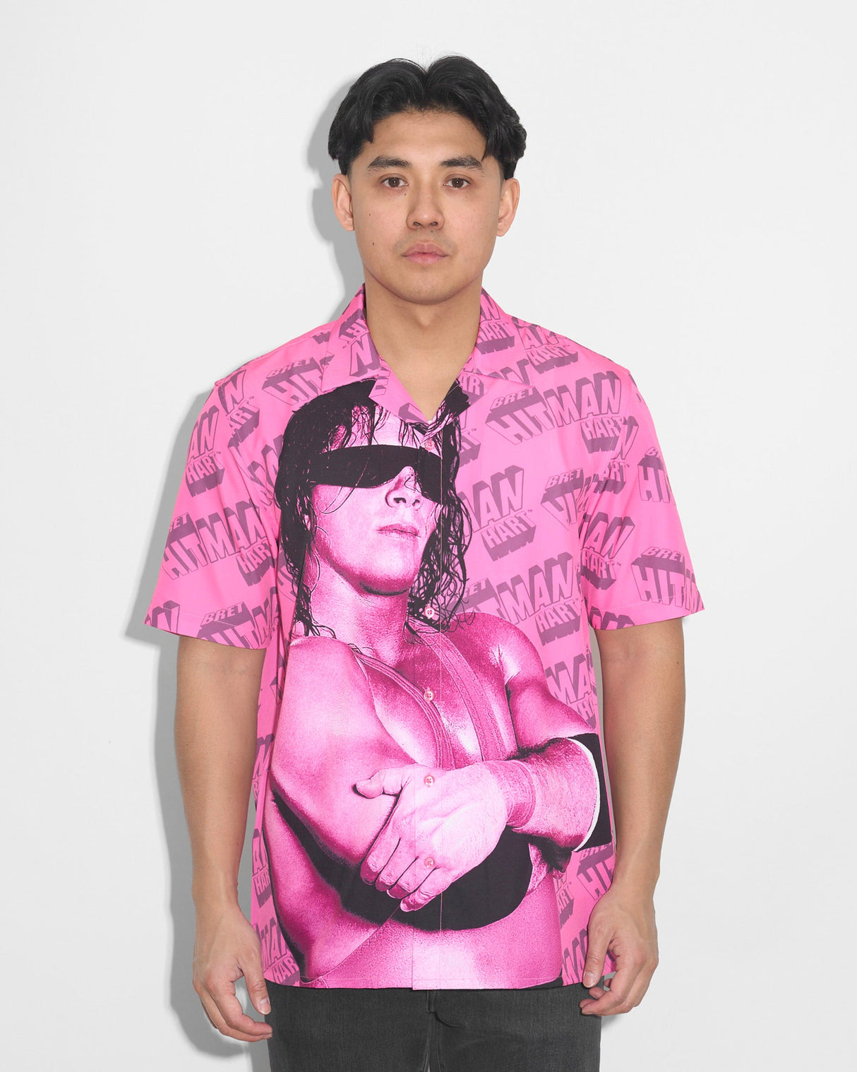 Bret Hitman Hart Magazine Button Up Shirt