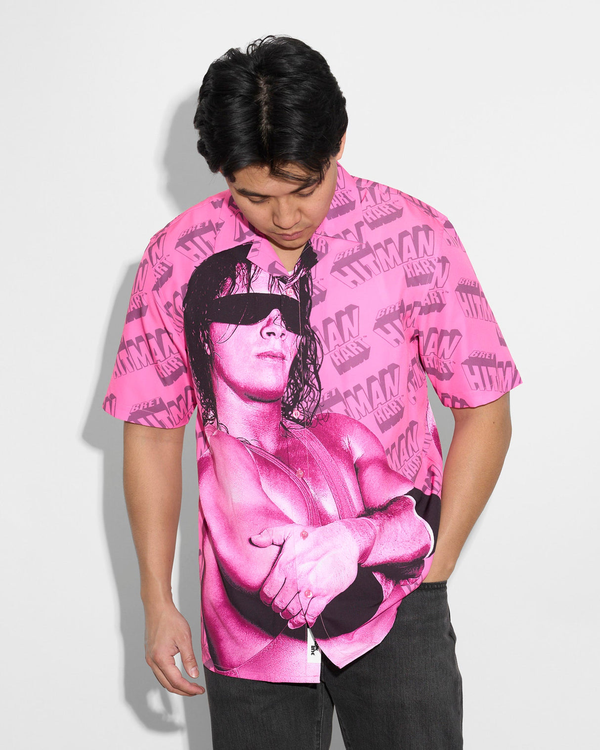 Bret Hitman Hart Magazine Button Up Shirt