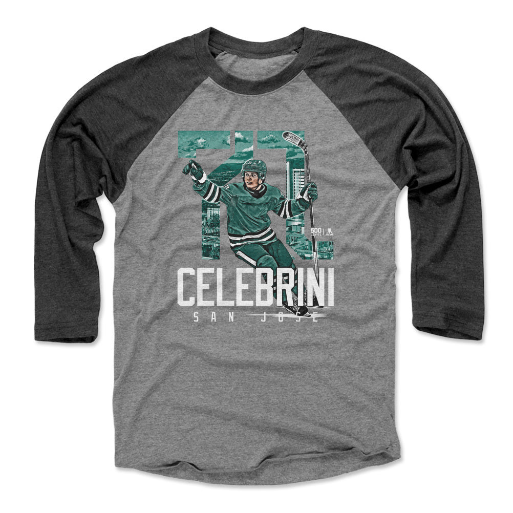 Macklin Celebrini Men's Baseball T-Shirt | 500 LEVEL