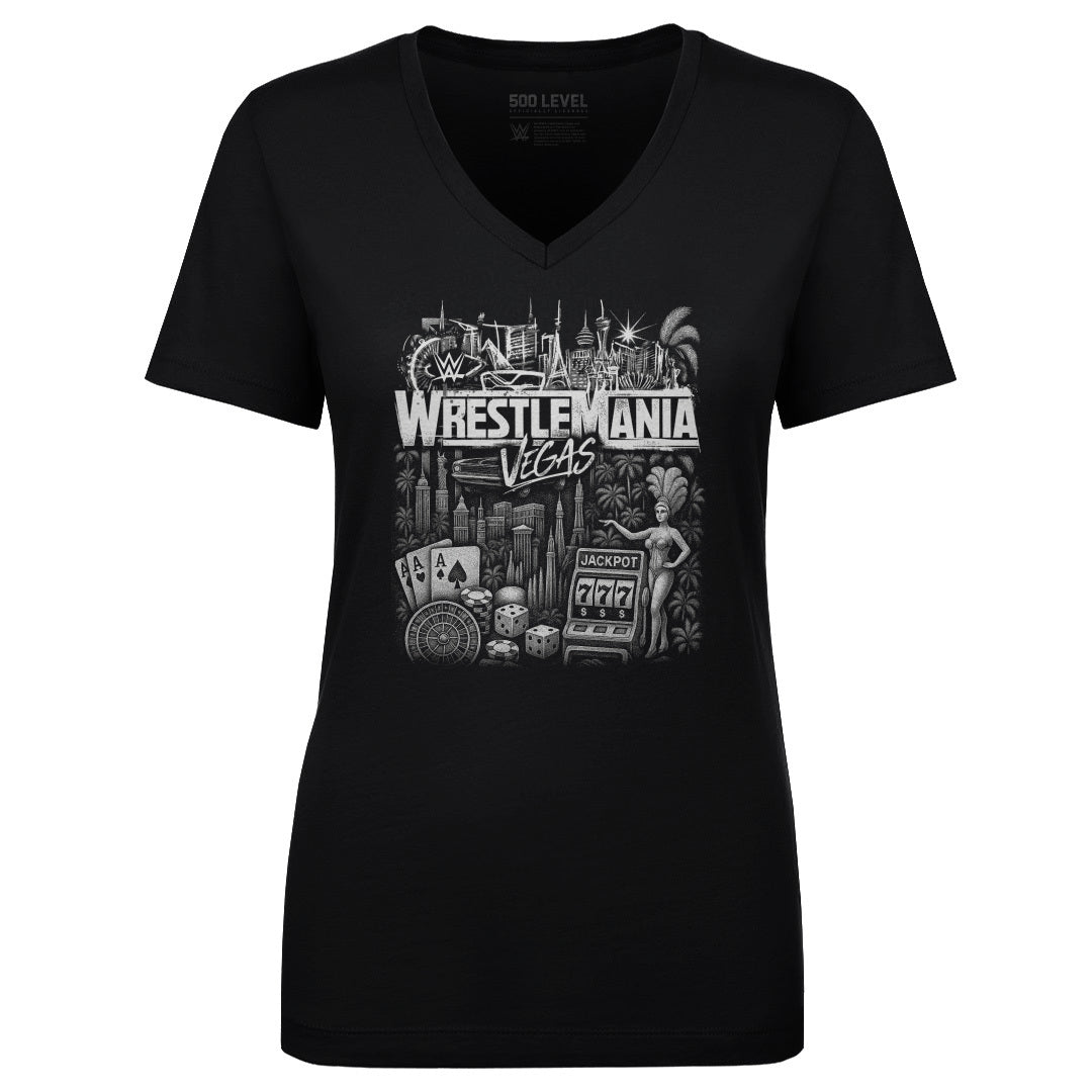 WrestleMania Women's V-Neck T-Shirt | 500 LEVEL