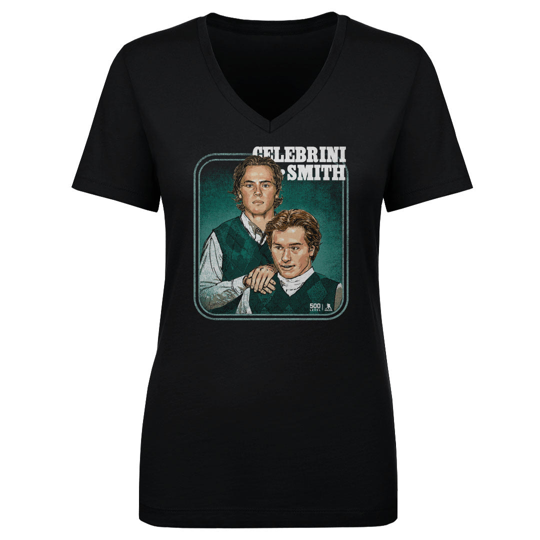 Macklin Celebrini Women's V-Neck T-Shirt | 500 LEVEL
