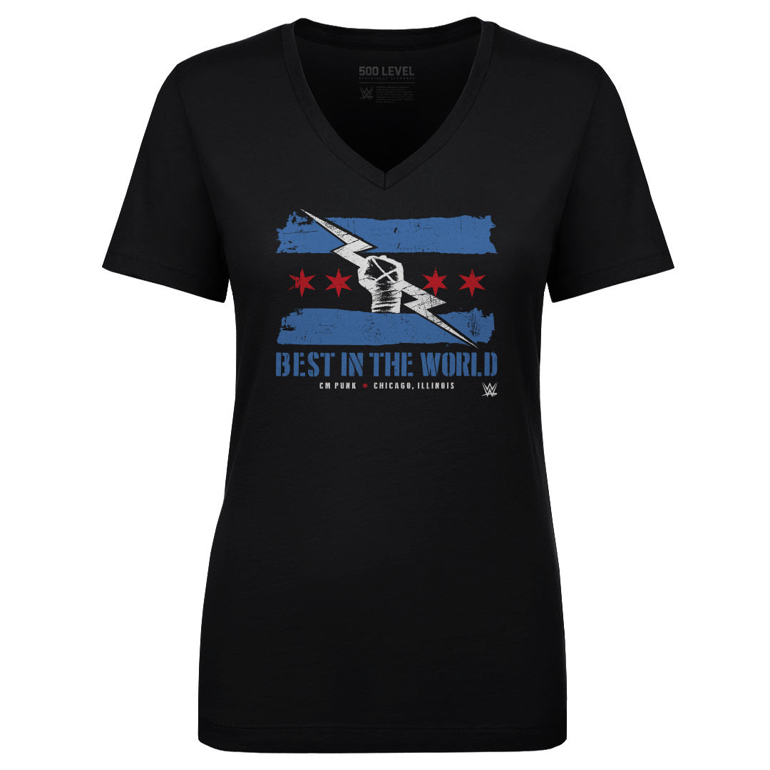 CM Punk Women's V-Neck T-Shirt | 500 LEVEL