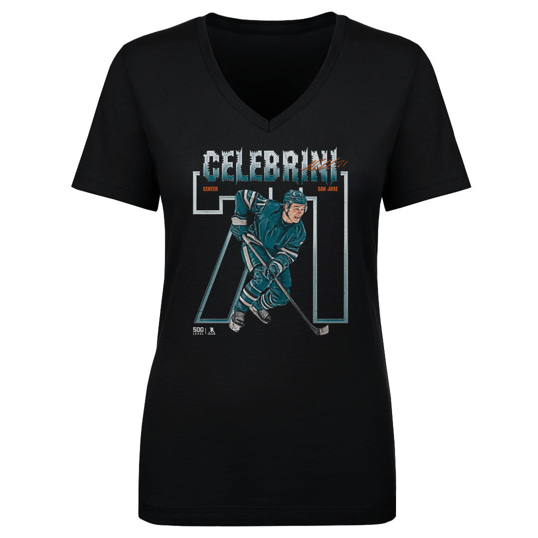 Macklin Celebrini Women's V-Neck T-Shirt | 500 LEVEL