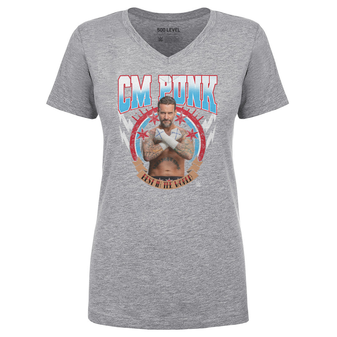 CM Punk Women's V-Neck T-Shirt | 500 LEVEL