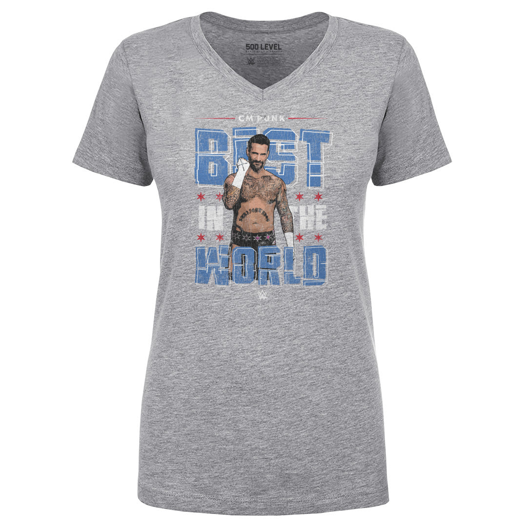 CM Punk Women's V-Neck T-Shirt | 500 LEVEL
