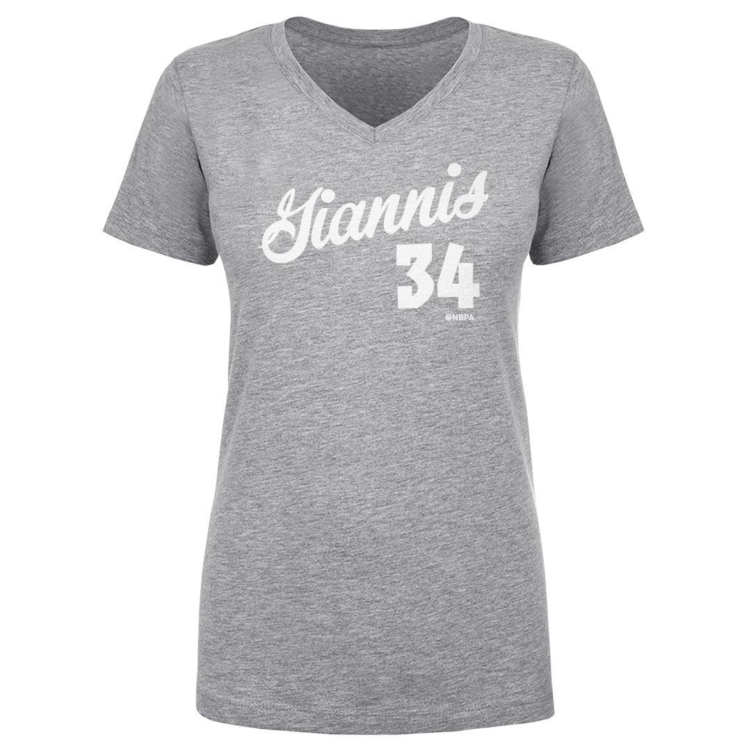 Giannis Antetokounmpo Women's V-Neck T-Shirt | 500 LEVEL