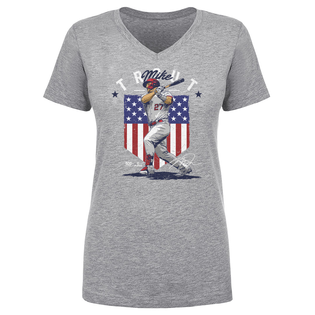 Mike Trout Women's V-Neck T-Shirt | 500 LEVEL