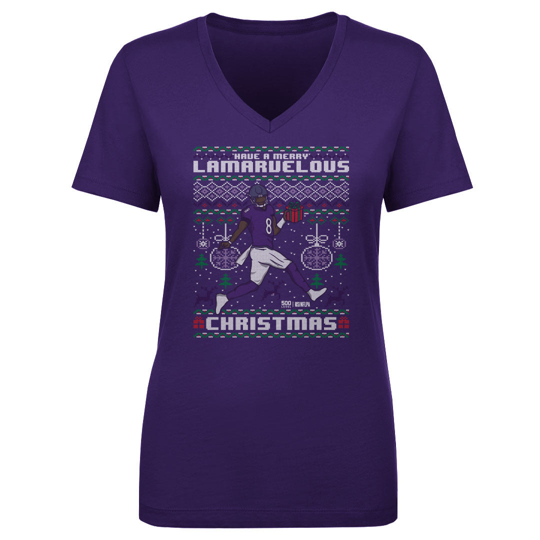 Lamar Jackson Women's V-Neck T-Shirt | 500 LEVEL