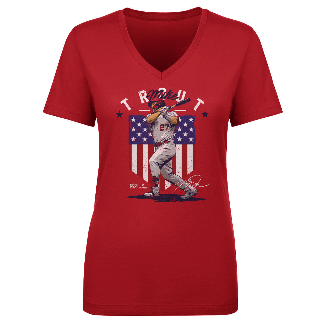 Mike Trout Women's V-Neck T-Shirt | 500 LEVEL