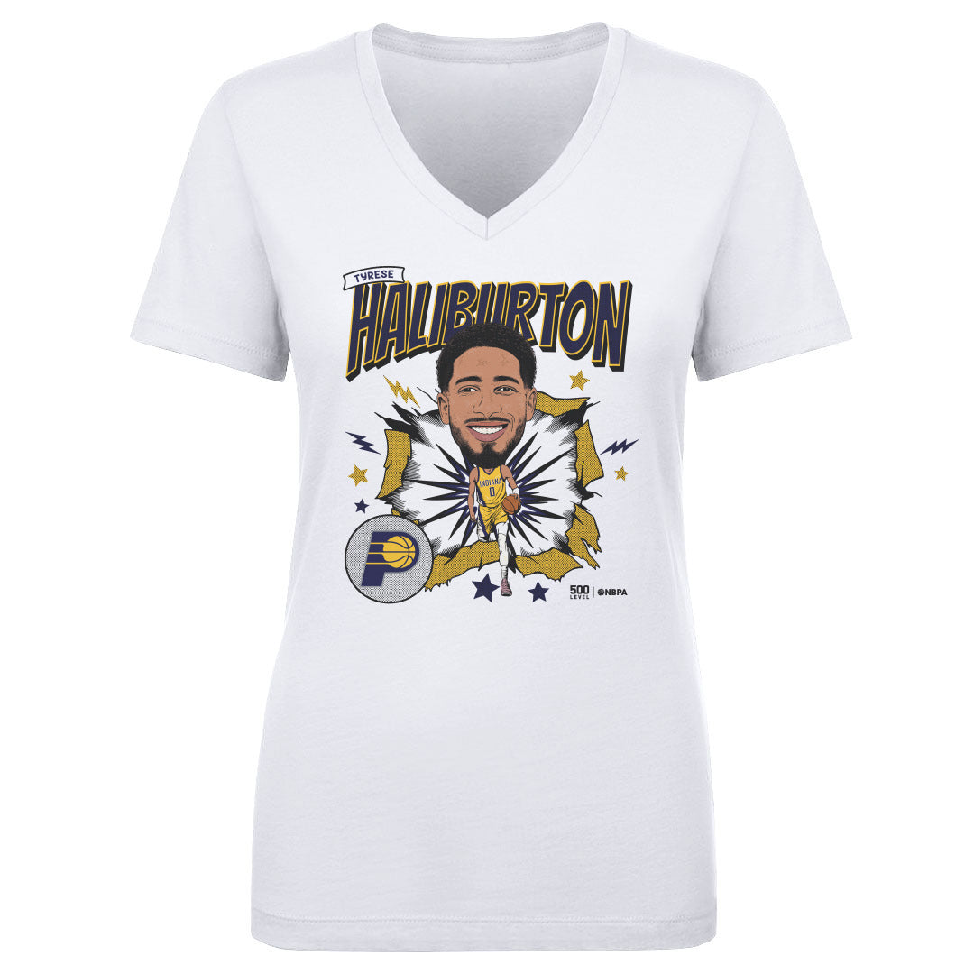 Tyrese Haliburton Women's V-Neck T-Shirt | 500 LEVEL