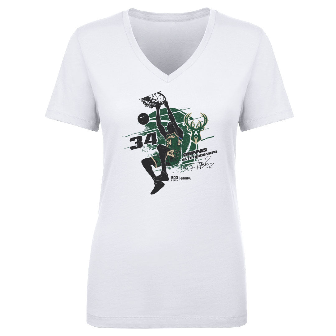 Giannis Antetokounmpo Women's V-Neck T-Shirt | 500 LEVEL