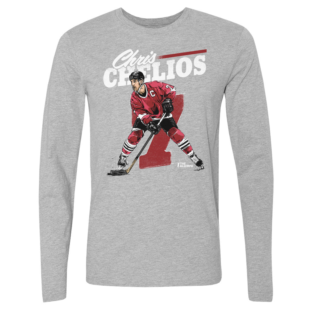Chris Chelios Men's Long Sleeve T-Shirt | 500 LEVEL
