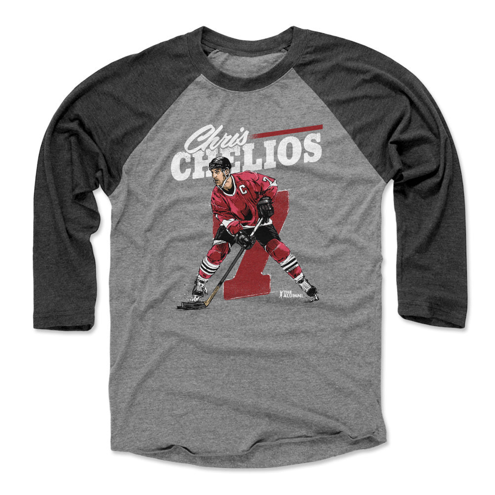 Chris Chelios Men's Baseball T-Shirt | 500 LEVEL