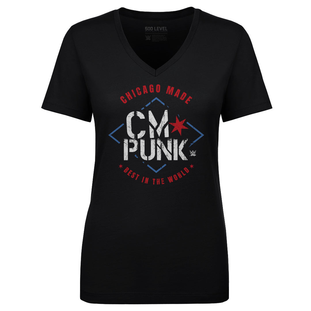 CM Punk Women's V-Neck T-Shirt | 500 LEVEL