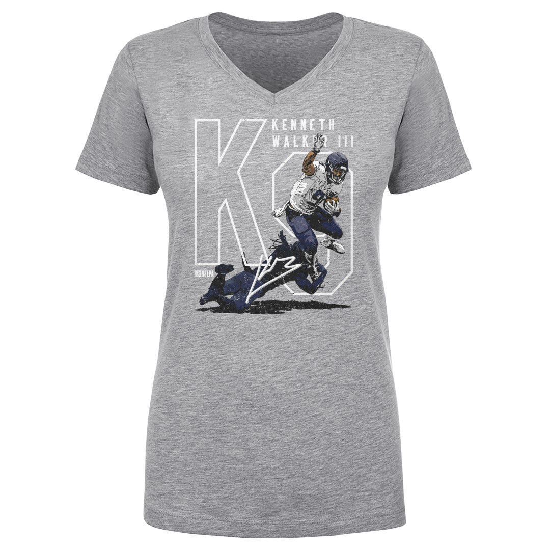Kenneth Walker III Women's V-Neck T-Shirt | 500 LEVEL