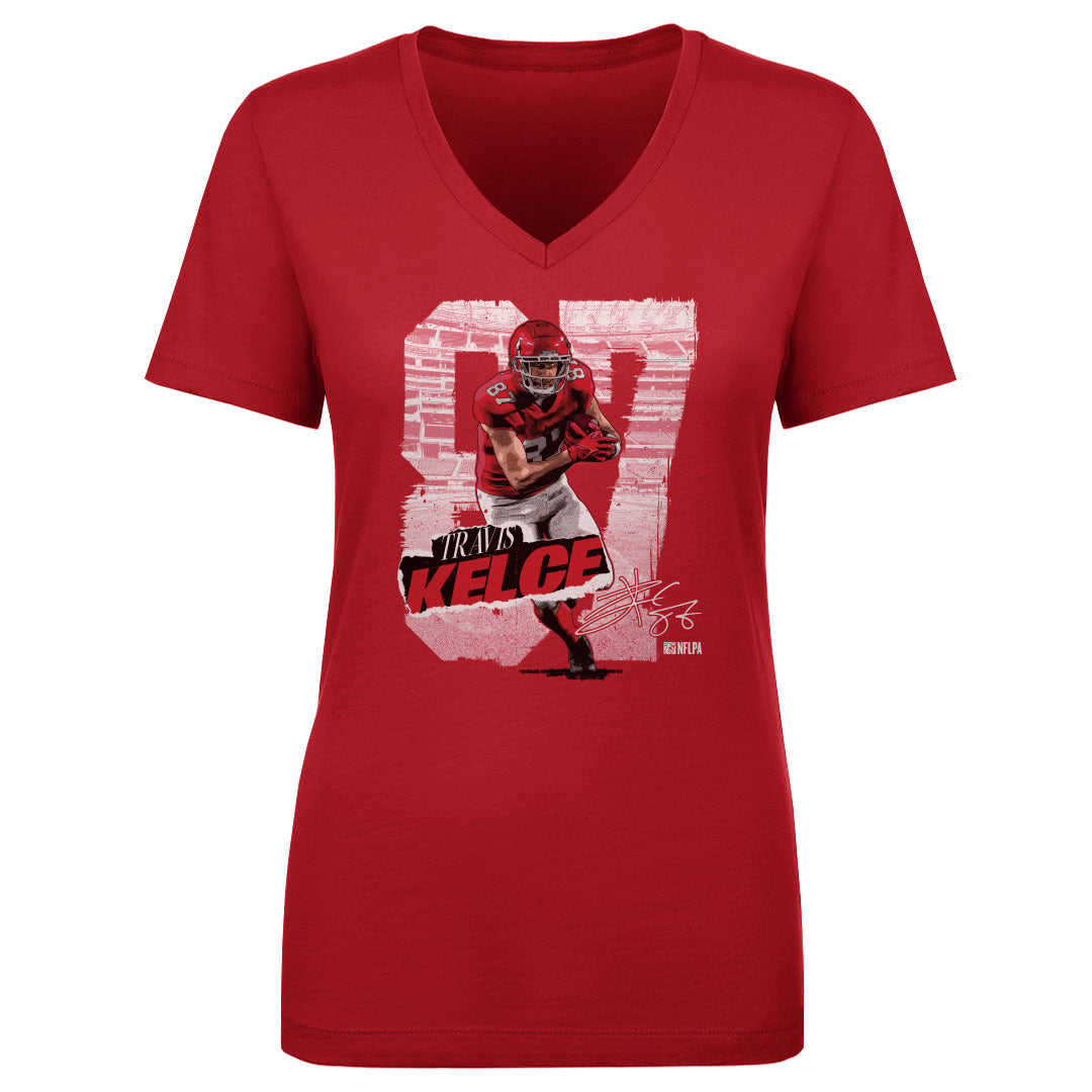 Travis Kelce Women's V-Neck T-Shirt | 500 LEVEL