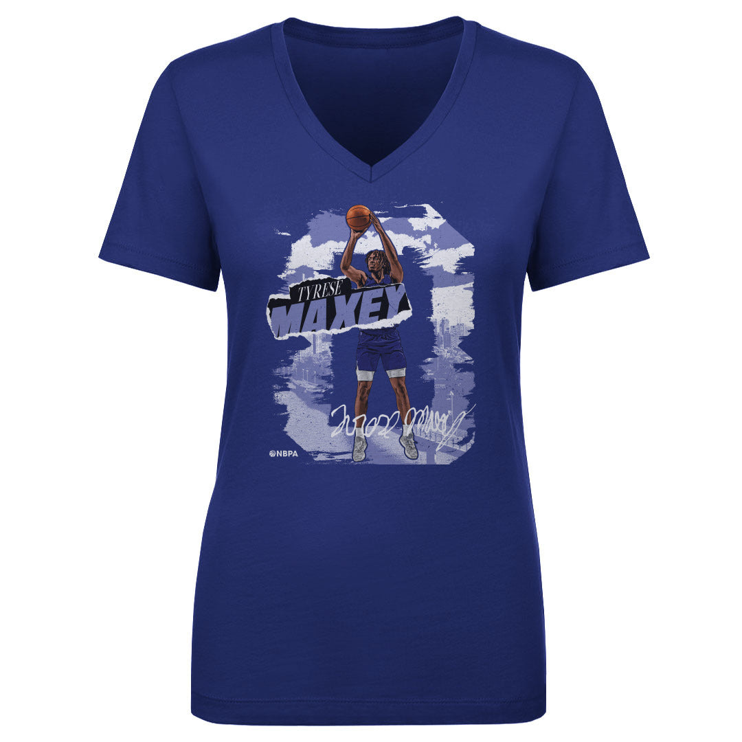 Tyrese Maxey Women's V-Neck T-Shirt | 500 LEVEL
