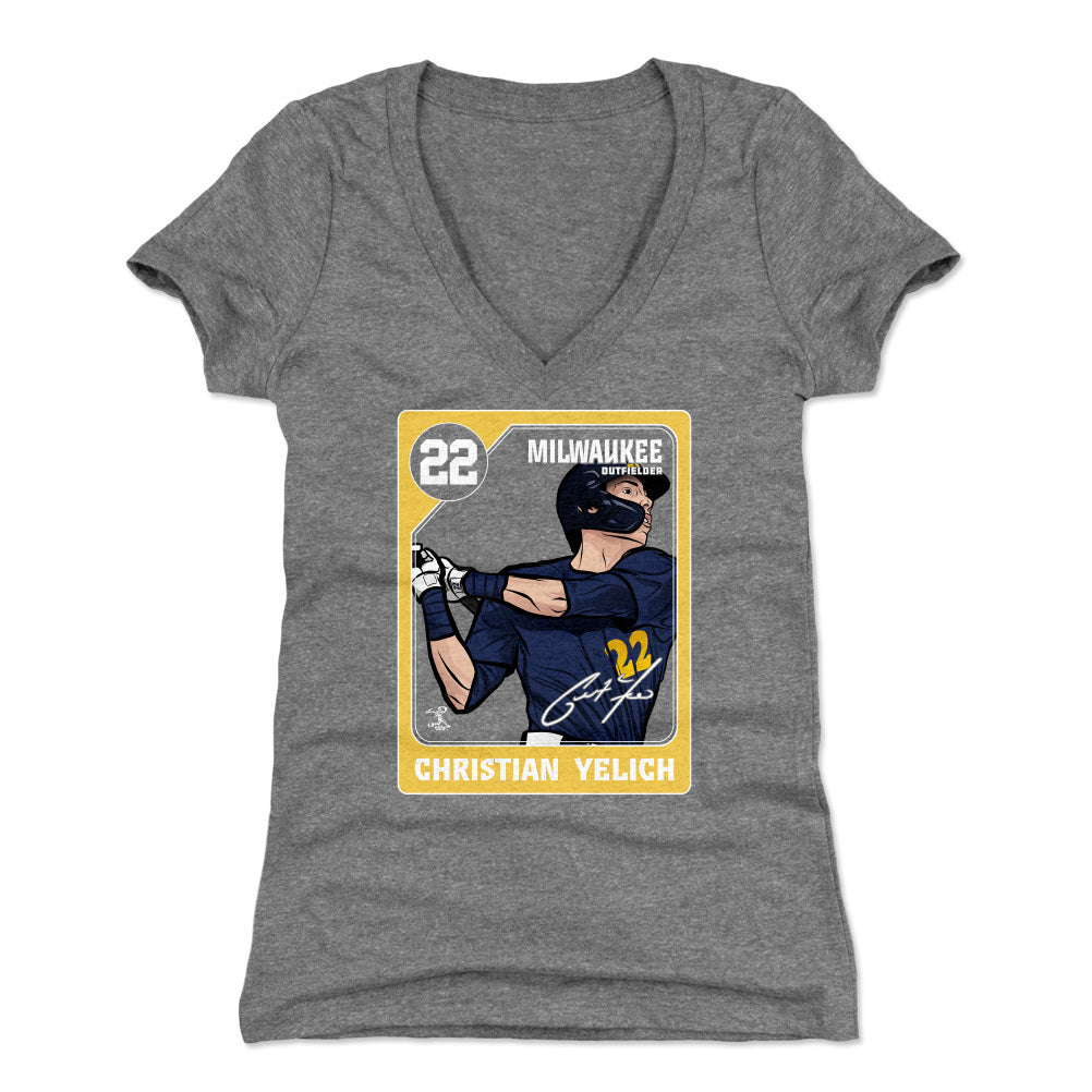 Christian Yelich Women's V-Neck T-Shirt | 500 LEVEL