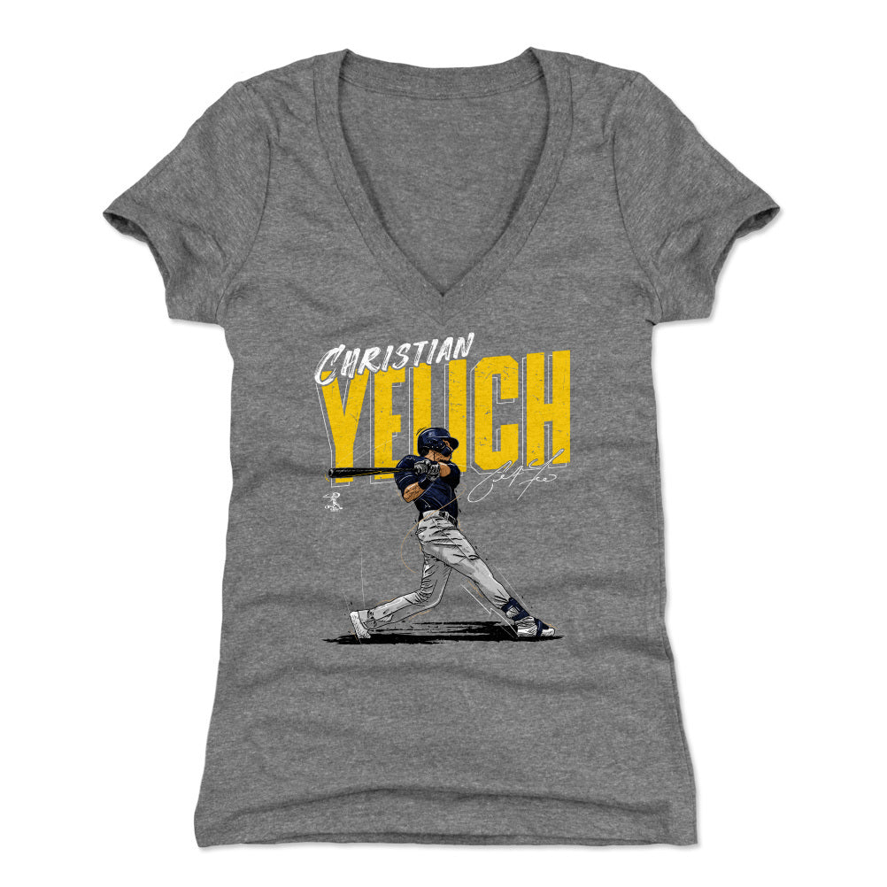 Christian Yelich Women's V-Neck T-Shirt | 500 LEVEL
