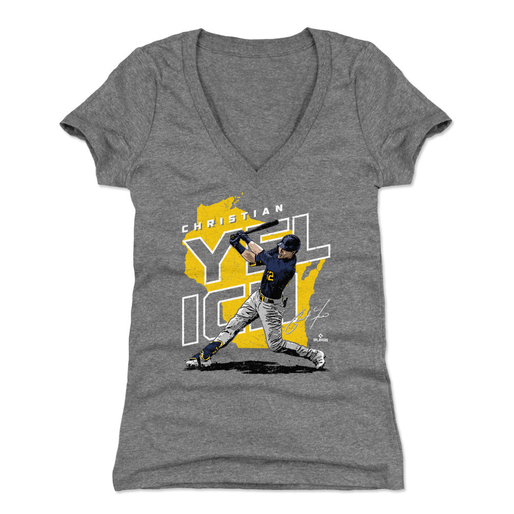 Christian Yelich Women's V-Neck T-Shirt | 500 LEVEL