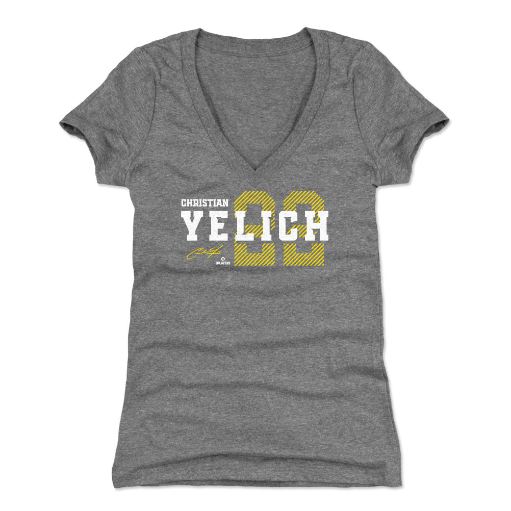 Christian Yelich Women's V-Neck T-Shirt | 500 LEVEL