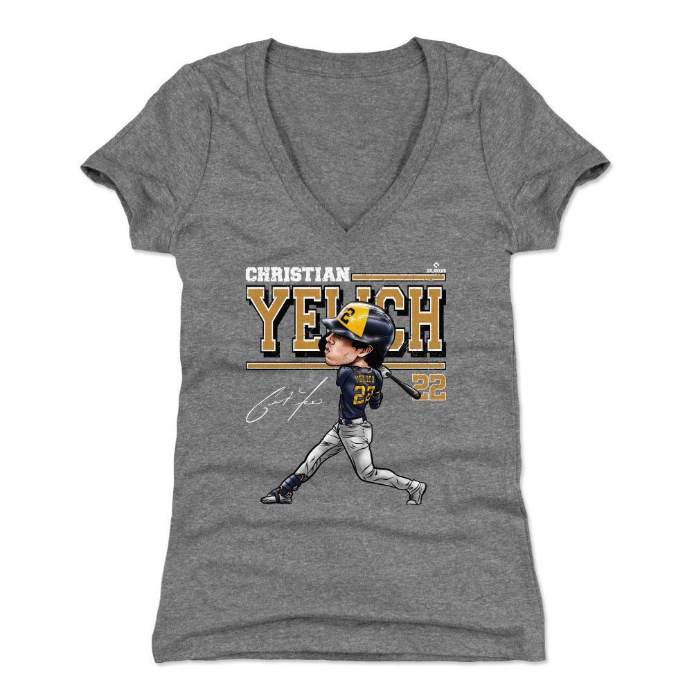 Christian Yelich Women's V-Neck T-Shirt | 500 LEVEL