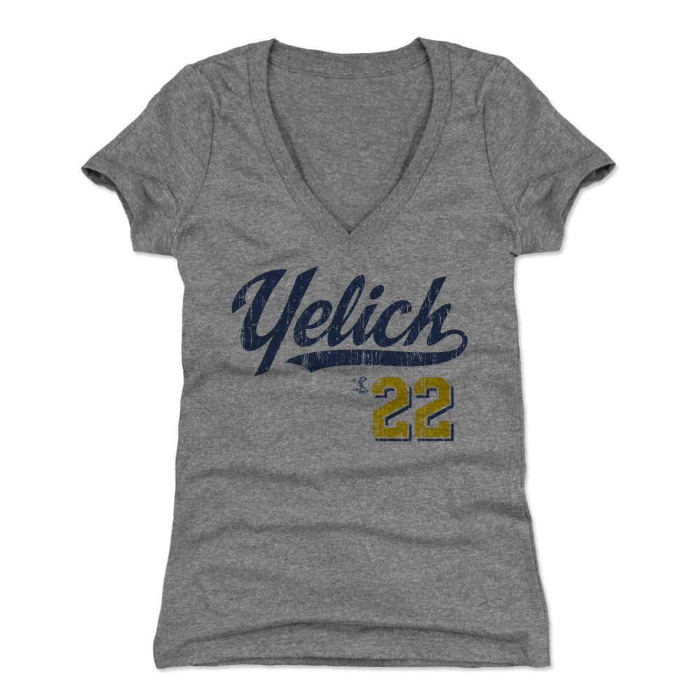 Christian Yelich Women's V-Neck T-Shirt | 500 LEVEL