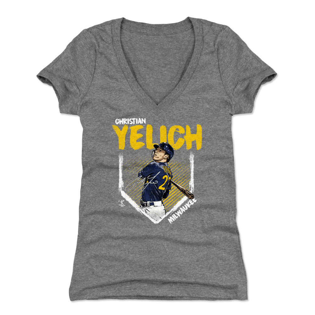Christian Yelich Women's V-Neck T-Shirt | 500 LEVEL
