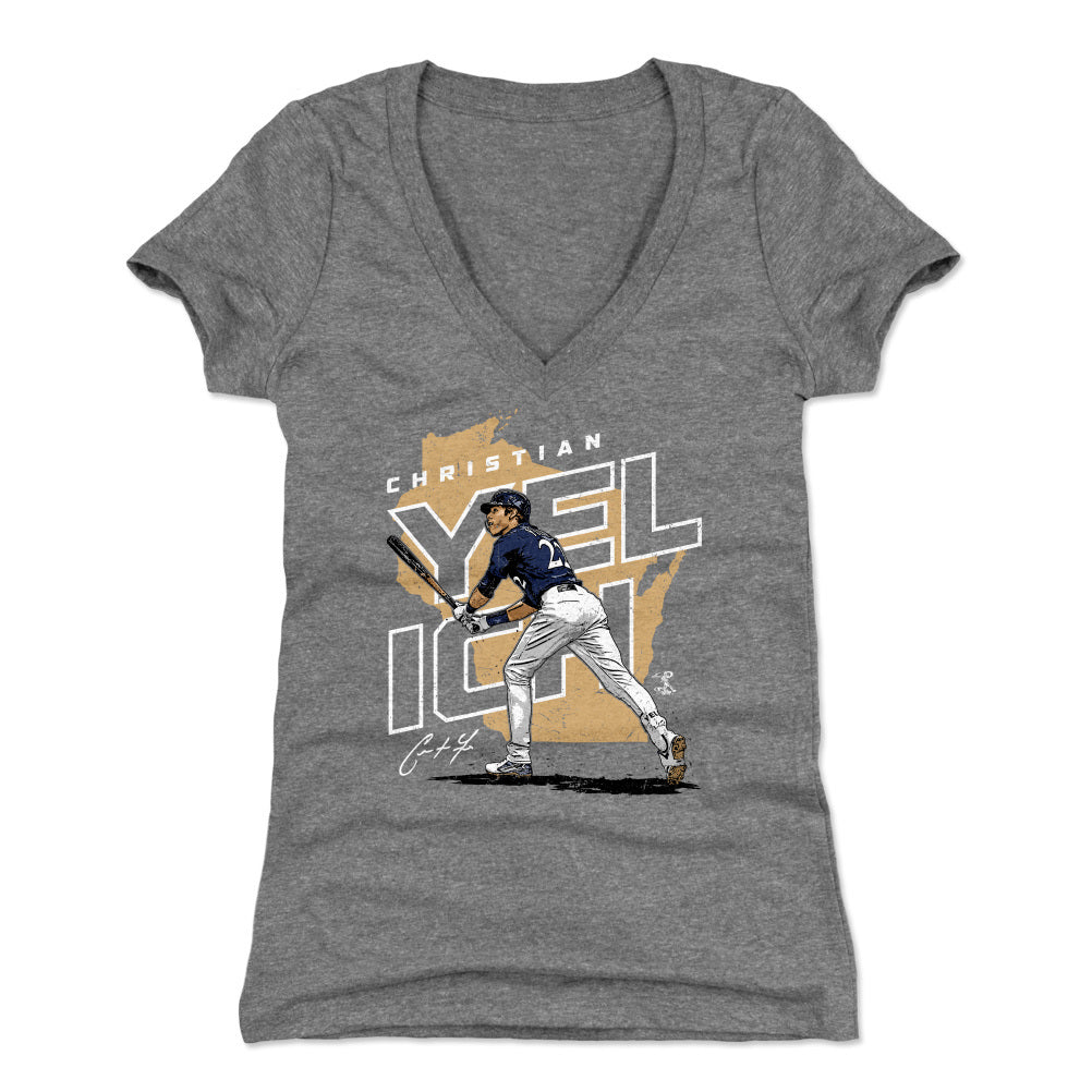 Christian Yelich Women's V-Neck T-Shirt | 500 LEVEL