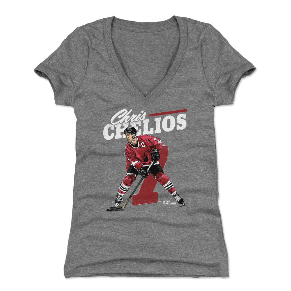 Chris Chelios Women's V-Neck T-Shirt | 500 LEVEL