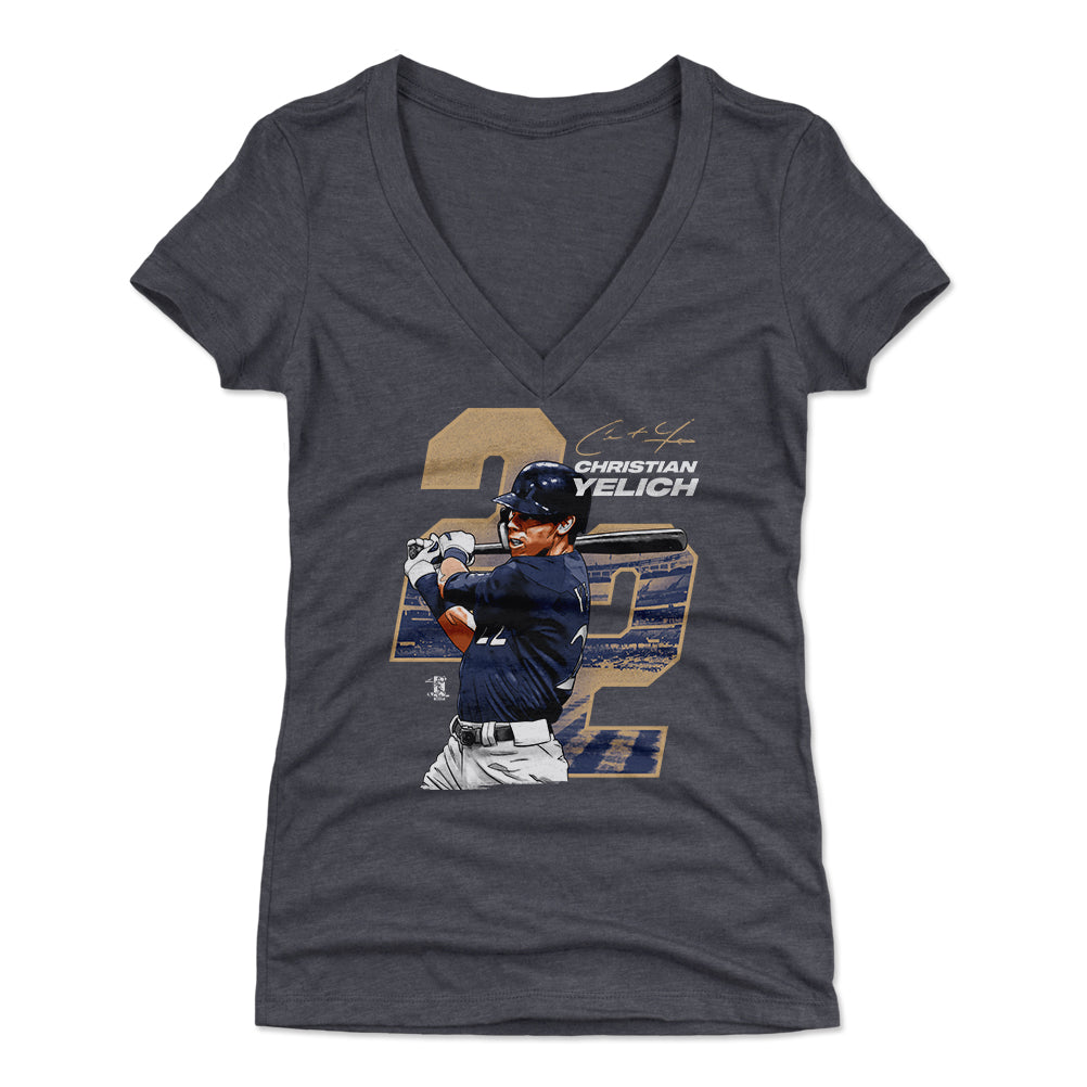 Christian Yelich Women's V-Neck T-Shirt | 500 LEVEL