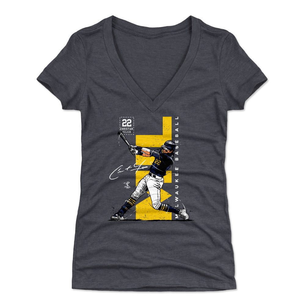 Christian Yelich Women's V-Neck T-Shirt | 500 LEVEL
