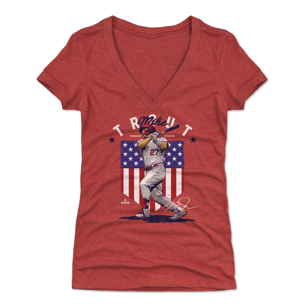 Mike Trout Women's V-Neck T-Shirt | 500 LEVEL