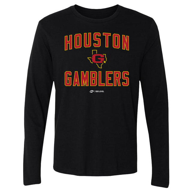 Houston Gamblers Men's Long Sleeve T-Shirt | 500 LEVEL