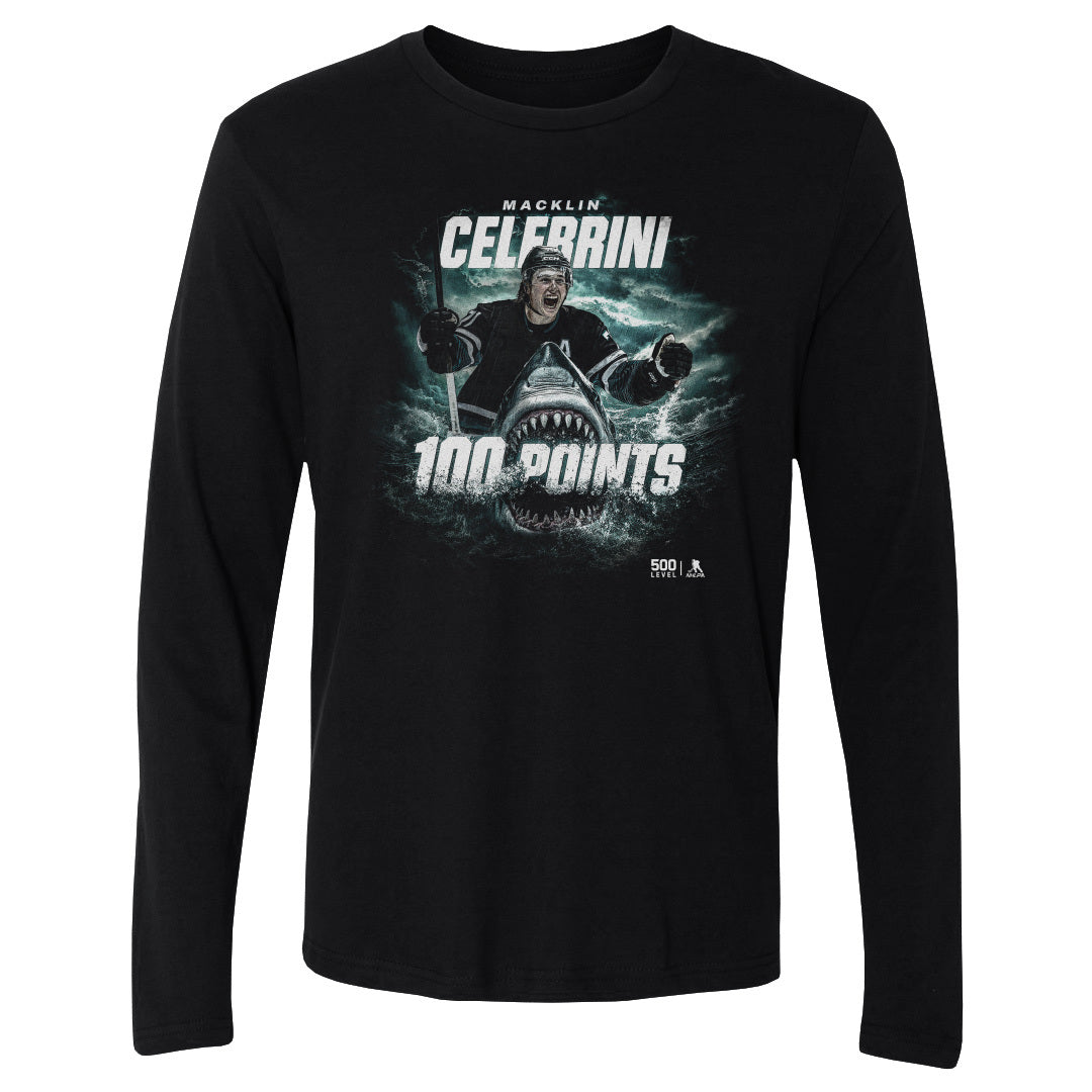 Macklin Celebrini Men's Long Sleeve T-Shirt | 500 LEVEL