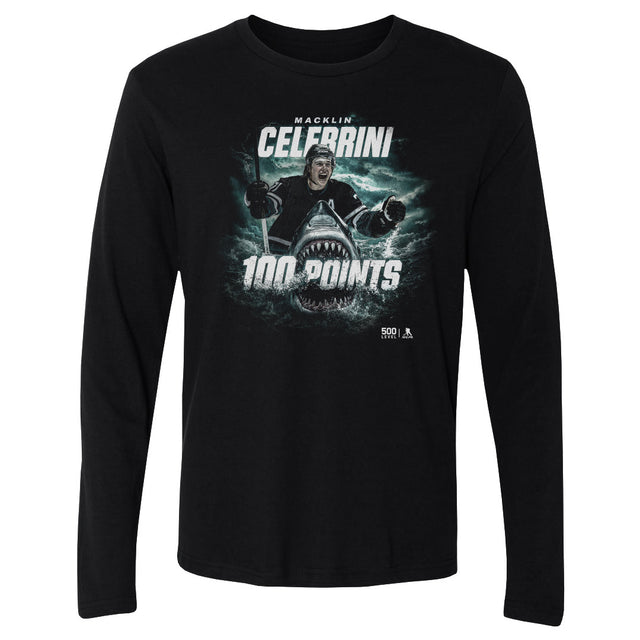 Macklin Celebrini Men's Long Sleeve T-Shirt | 500 LEVEL