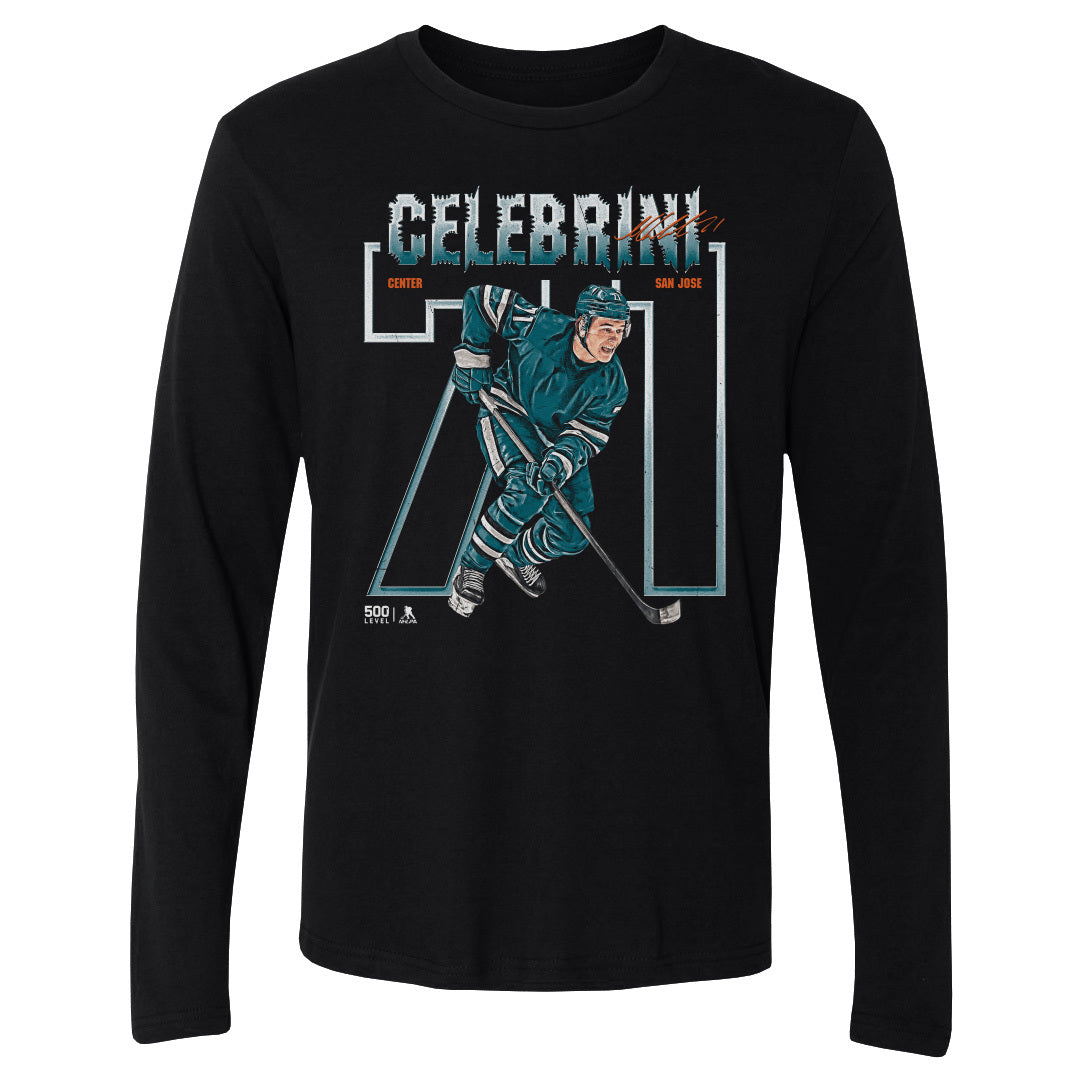 Macklin Celebrini Men's Long Sleeve T-Shirt | 500 LEVEL