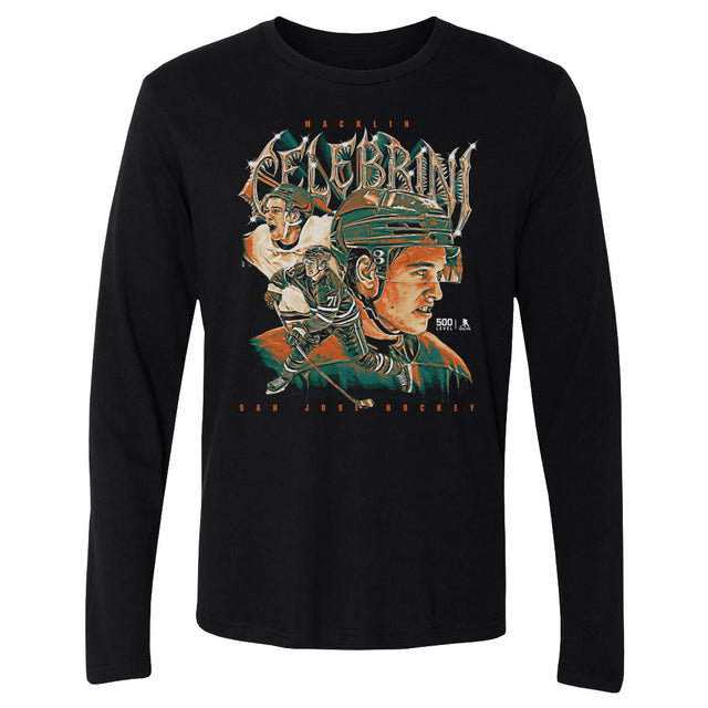 Macklin Celebrini Men's Long Sleeve T-Shirt | 500 LEVEL