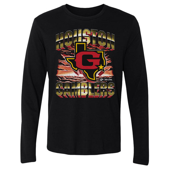 Houston Gamblers Men's Long Sleeve T-Shirt | 500 LEVEL