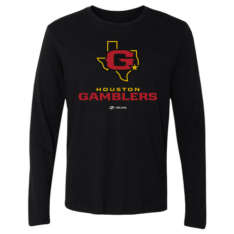 Houston Gamblers Men's Long Sleeve T-Shirt | 500 LEVEL