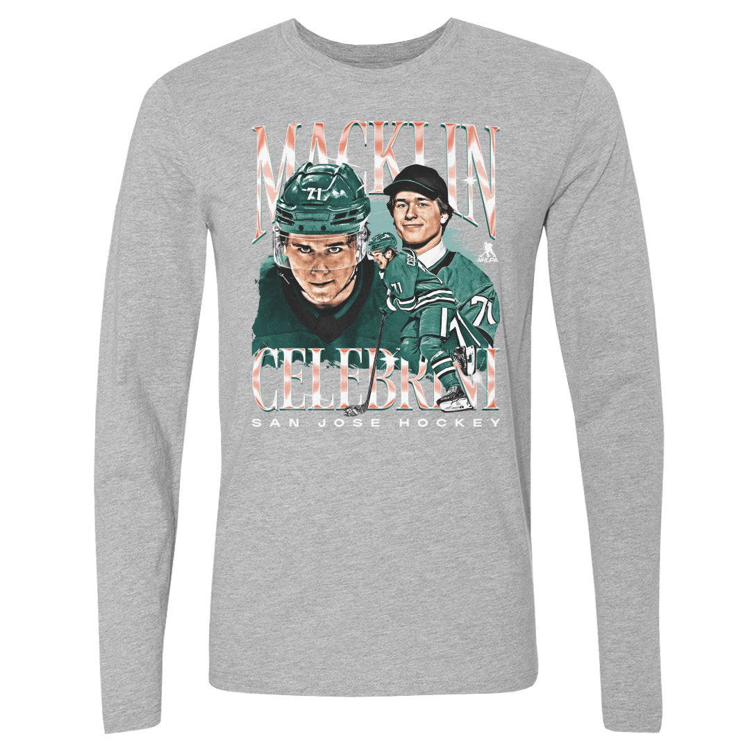 Macklin Celebrini Men's Long Sleeve T-Shirt | 500 LEVEL