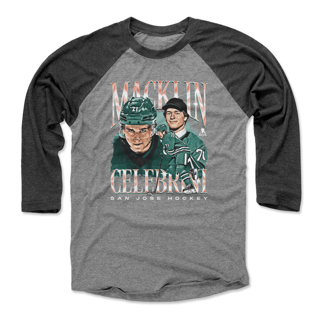 Macklin Celebrini Men's Baseball T-Shirt | 500 LEVEL